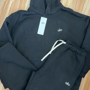 ALO Yoga Black Hoodie and Joggers Set